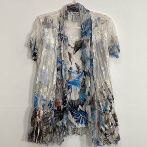 Ania Blouse Butterfly Whimsical Art to Wear Embroidered Women's M